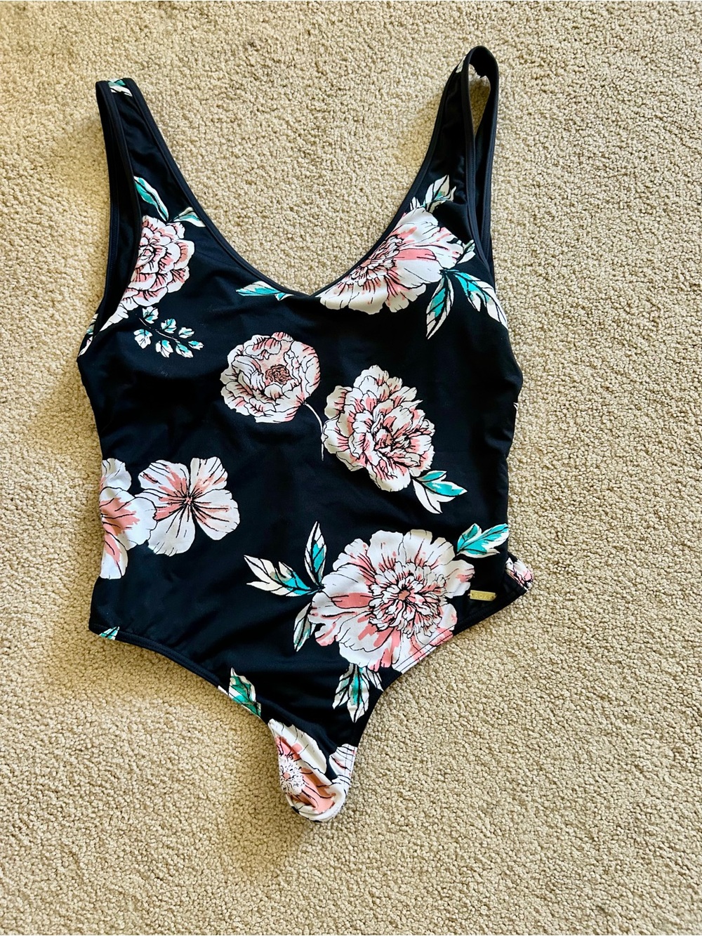 Roxy Black Top with Pink Logo